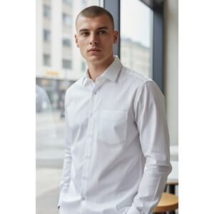 Bill Robinson Mens White Button Down Shirt Size L 16/16.5 32/33 V2